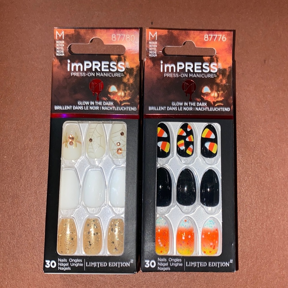 IMPRESS HALLOWEEN PRESS-ON GLOW IN THE DARK NAILS BUNDLE #2